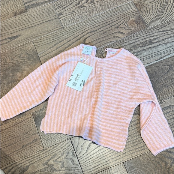 Zara Other - Zara Kids Soft Pink and White Sweater stripe 12-18 months baby nwt